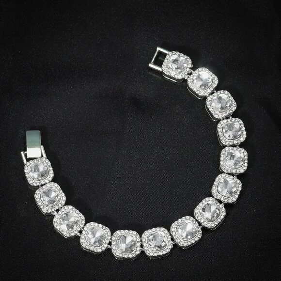 ⭐ Large 8" Iced Out Diamond Bracelet 17.00 Ctw. Chain 13mm Wide 18k White Gold ⭐ - Picture 3 of 6